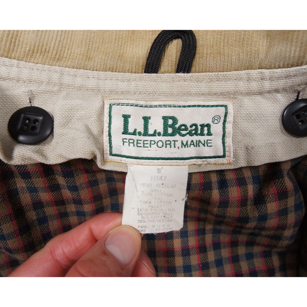 Vintage LL Bean Jacket Mens Small Beige Chore Coat Lined Outdoors H147 - Picture 6 of 16
